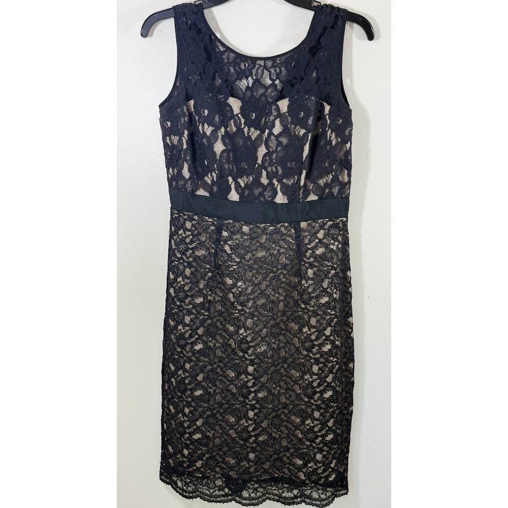 JAX Black Lace Cocktail Dress Lined Sheath Floral Whimsigoth